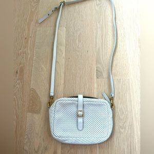 Clare V. Perforated white crossbody